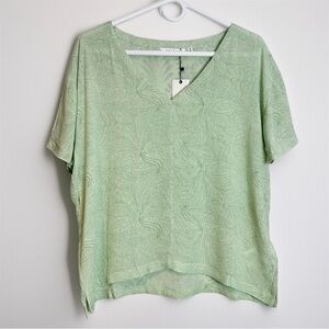 Anthropologie Sparkz Copenhagen Light Green Boxy Dotted Paisley Tessa Top